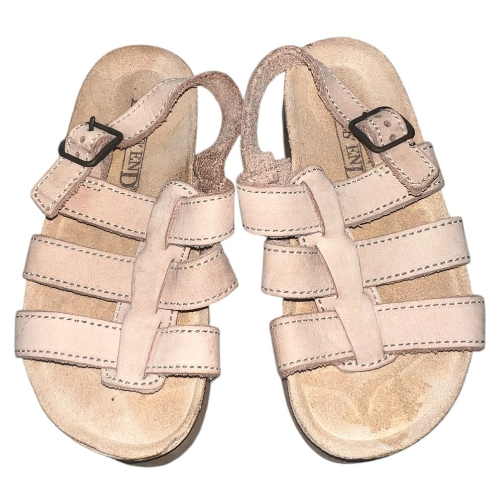 EUC Children’s Lands’ End Made In Spain Genuine Leather Fisherman Sandals Tan 8C